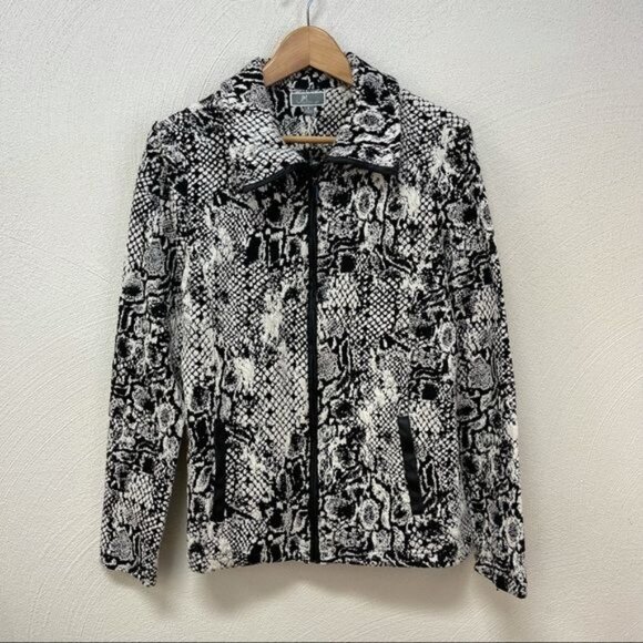 JM Collection Black & White Zip Up Jacket Size Small - Picture 1 of 4